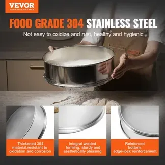 VEVOR Mehlsieb mit feiner Masche, 150 Maschen Mehlsieb, 304 Edelstahl Feinmaschiges Sieb in Lebensmittelqualität, 12,6″ Feinmaschiges Sieb zum Backen, 5 Maschengrößen für Mungobohnen, Reis, Mehl, Perlenpulver VEVOR Mehlsieb mit feiner Masche, 150 Maschen Mehlsieb, 304 Edelstahl Feinmaschiges Sieb in Lebensmittelqualität, 12,6″ Feinmaschiges Sieb zum Backen, 5 Maschengrößen für Mungobohnen, Reis, Mehl, Perlenpulver