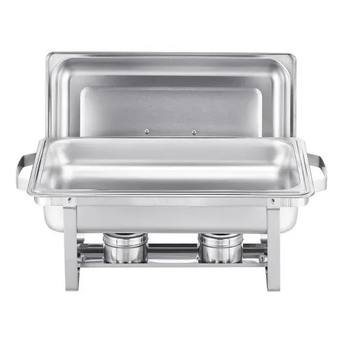 VEVOR Chafing Dish Buffet Edelstahl-Chafing Dish mit 6 Pfannen in voller Größe (7,5 L), rechteckiger Catering-Wärmespender mit Deckel & Wasserpfannenständer & Brennstoffhalter, für Partys, Silber – Bild 10
