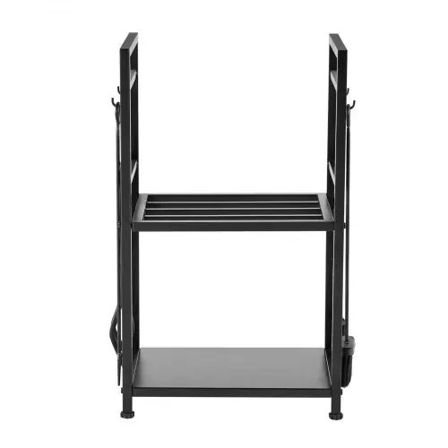 VEVOR Kaminholzregal, 455x330x765 mm, 2-stufiger Brennholzhalter mit Kaminbesteck, Bürste, Schaufel, Schürhaken, Zange, Brennholzregal, 181 kg Tragkraft, Feuerholzregal für Feuerstelle – Bild 10