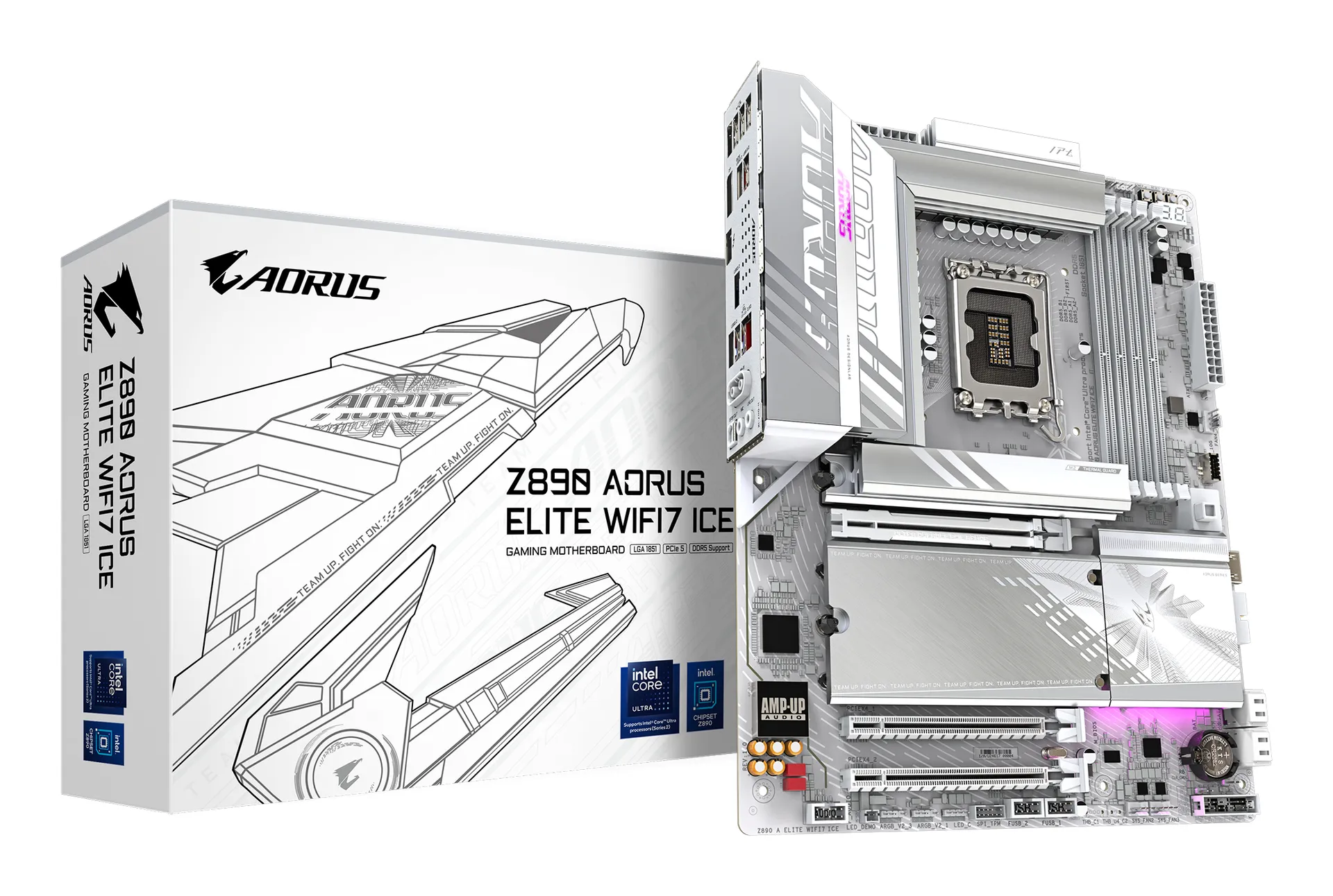 GIGABYTE Z890 AORUS ELITE WIFI7 ICE Mainboard – Unterstützt Intel Core Ultra (Serie 2) CPUs, 16+1+2 Phasen VRM, bis zu 8800MHz DDR5 (OC), 1xPCIe 5.0 + 3xPCIe 4.0, Wi-Fi 7, 2.5GbE LAN, Thunderbolt 4 GIGABYTE Z890 AORUS ELITE WIFI7 ICE Mainboard – Unterstützt Intel Core Ultra (Serie 2) CPUs, 16+1+2 Phasen VRM, bis zu 8800MHz DDR5 (OC), 1xPCIe 5.0 + 3xPCIe 4.0, Wi-Fi 7, 2.5GbE LAN, Thunderbolt 4