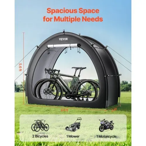 VEVOR Fahrradzelt, 1 bis 2 Fahrräder, geräumige Fahhrradgarage mit belüftetem Fenster, fächerförmige Fahrradschuppe mit hochfestem Fiberglas & Doppelreißverschlüssen, 1706x2011x792 mm VEVOR Fahrradzelt, 1 bis 2 Fahrräder, geräumige Fahhrradgarage mit belüftetem Fenster, fächerförmige Fahrradschuppe mit hochfestem Fiberglas & Doppelreißverschlüssen, 1706x2011x792 mm