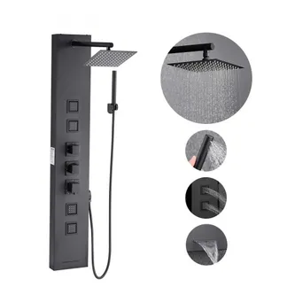 VEVOR Duschpaneel-Turmsystem (4 in 1) mit Regenwasserfall-Duschkopf, (124 cm) Duschsäule aus gebürstetem Edelstahl, Regenmassagesystem zur Wandmontage, mit Handbrause & 4 kleiner Massagedüsen VEVOR Duschpaneel-Turmsystem (4 in 1) mit Regenwasserfall-Duschkopf, (124 cm) Duschsäule aus gebürstetem Edelstahl, Regenmassagesystem zur Wandmontage, mit Handbrause & 4 kleiner Massagedüsen