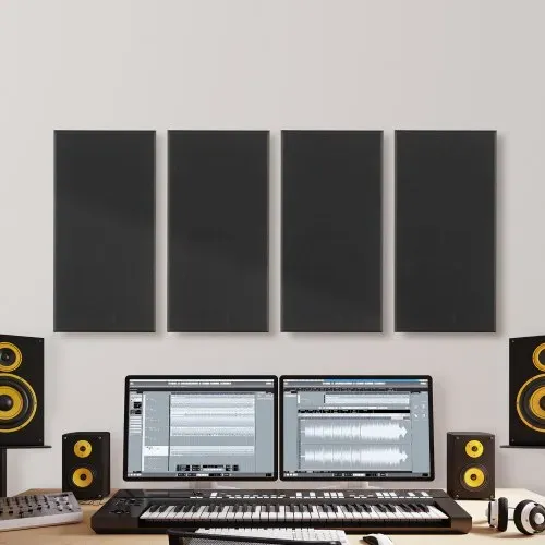 VEVOR Akustikpaneele, 4 Stück, 600x300x50 mm, Fiberglas, schallabsorbierende Platten, selbstklebende, Akustik Wandpaneele, für Studios, Büros, Heimkinos, Konferenzräume, Schwarz – Bild 7