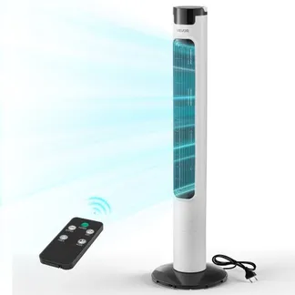 VEVOR 50W Turmventilator, 985 mm Säulenventilator mit 3 Geschwindigkeiten 3 Modi 7,5h Timer Max. 4.2 m/s, 50° Oszillierender Ventilator mit Fernbedienung, Leiser Standventilator für Schlafzimmer, Weiß VEVOR 50W Turmventilator, 985 mm Säulenventilator mit 3 Geschwindigkeiten 3 Modi 7,5h Timer Max. 4.2 m/s, 50° Oszillierender Ventilator mit Fernbedienung, Leiser Standventilator für Schlafzimmer, Weiß