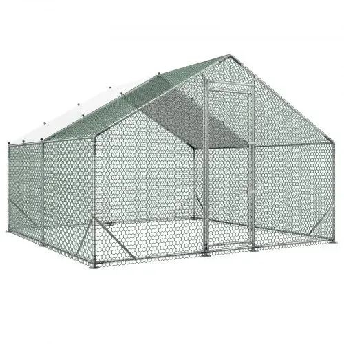 VEVOR Hühnerstall, 3x3x2 m, Begehbarer Hühnerauslauf mit Wasserdichter Abdeckung & Stabilem Rahmen, Geflügelkäfig mit Spitzdach, Freilaufgehege, Geflügelstall für Kaninchen, Hühner, Gänse – Bild 10