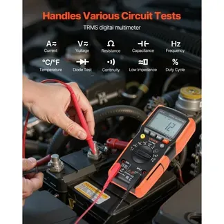 VEVOR Digitalmultimeter, 6000-Count TRMS DC/AC-Voltmeter-Stromtester, automatischer Bereichswahl für Strom, Spannung, Widerstand, Kapazität, Temperatur, Dioden, Durchgang, niedrige Impedanzmessung VEVOR Digitalmultimeter, 6000-Count TRMS DC/AC-Voltmeter-Stromtester, automatischer Bereichswahl für Strom, Spannung, Widerstand, Kapazität, Temperatur, Dioden, Durchgang, niedrige Impedanzmessung