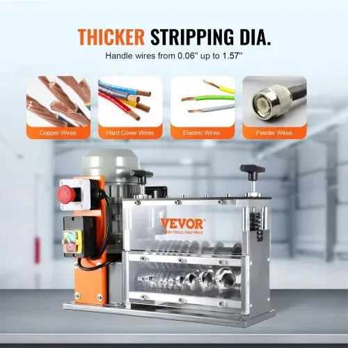 VEVOR Kabelabisoliermaschine Elektrisch 1,5-40mm Kabelschälmaschine 750W Abisoliermaschine 30m pro Minute Geschwindigkeit Abisolierzange 65-Mn-Federstahl Klinge Ideal zum Abisolieren von Kupferdraht – Bild 3