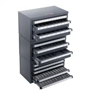 VEVOR Bohrer-Spenderschrank, 3-teilig, drei Schubladen für 1,6 mm bis 12,7 mm und Buchstabengrößen A bis Z, Bohrer-Organizer mit fünf Schubladen für Drahtstärken Nr. 1 bis Nr. 60, Stapelbarer Schrank VEVOR Bohrer-Spenderschrank, 3-teilig, drei Schubladen für 1,6 mm bis 12,7 mm und Buchstabengrößen A bis Z, Bohrer-Organizer mit fünf Schubladen für Drahtstärken Nr. 1 bis Nr. 60, Stapelbarer Schrank
