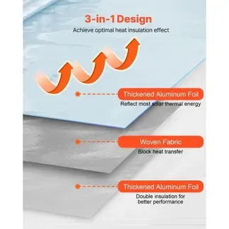 VEVOR Isolierfolie, Reflexionsfolie aus perforiertem Gewebe, 0,15 mm, 122 cm x 38,1 m, doppelseitiger Wärmeschutz aus Aluminiumfolie, Wärmedämmrolle für Fenster und Wohnmobildächer VEVOR Isolierfolie, Reflexionsfolie aus perforiertem Gewebe, 0,15 mm, 122 cm x 38,1 m, doppelseitiger Wärmeschutz aus Aluminiumfolie, Wärmedämmrolle für Fenster und Wohnmobildächer