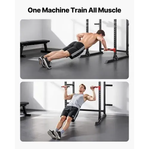 VEVOR Power Cage Power Rack, multifunktionales Squat-Rack mit verstellbarer Höhe, Heimfitnessgerät für Krafttraining mit J-Haken & weiteren Fitnessaufsätzen für Bankdrücken Klimmzüge Dips – Bild 6
