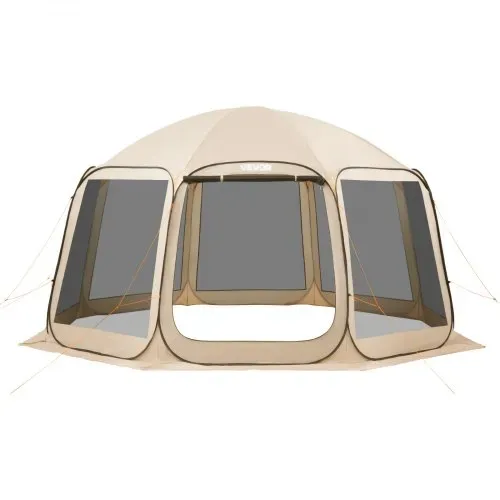 VEVOR Campingzelt, 457,2x420,6x245 cm, Partyzelt für 12–15 Personen, Pop Up Zelt, inkl. Tragetasche, Netz-Seitenwände und Heringen, für Garten, Terrasse und Outdoor-Aktivitäten, Beige – Bild 9