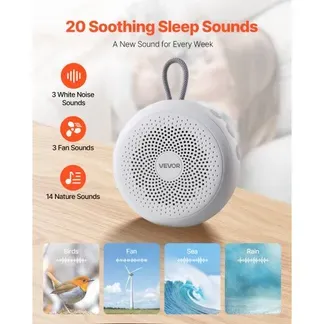VEVOR Einschlafhilfe, White Noise Machine, 20 Musiktitel, 4-in-1-Soundmaschine mit weißem Rauschen, automatischem Abschalttimer, sanftem Ringlicht, Speicherfunktion & Kindersicherung, Rauschgerät VEVOR Einschlafhilfe, White Noise Machine, 20 Musiktitel, 4-in-1-Soundmaschine mit weißem Rauschen, automatischem Abschalttimer, sanftem Ringlicht, Speicherfunktion & Kindersicherung, Rauschgerät