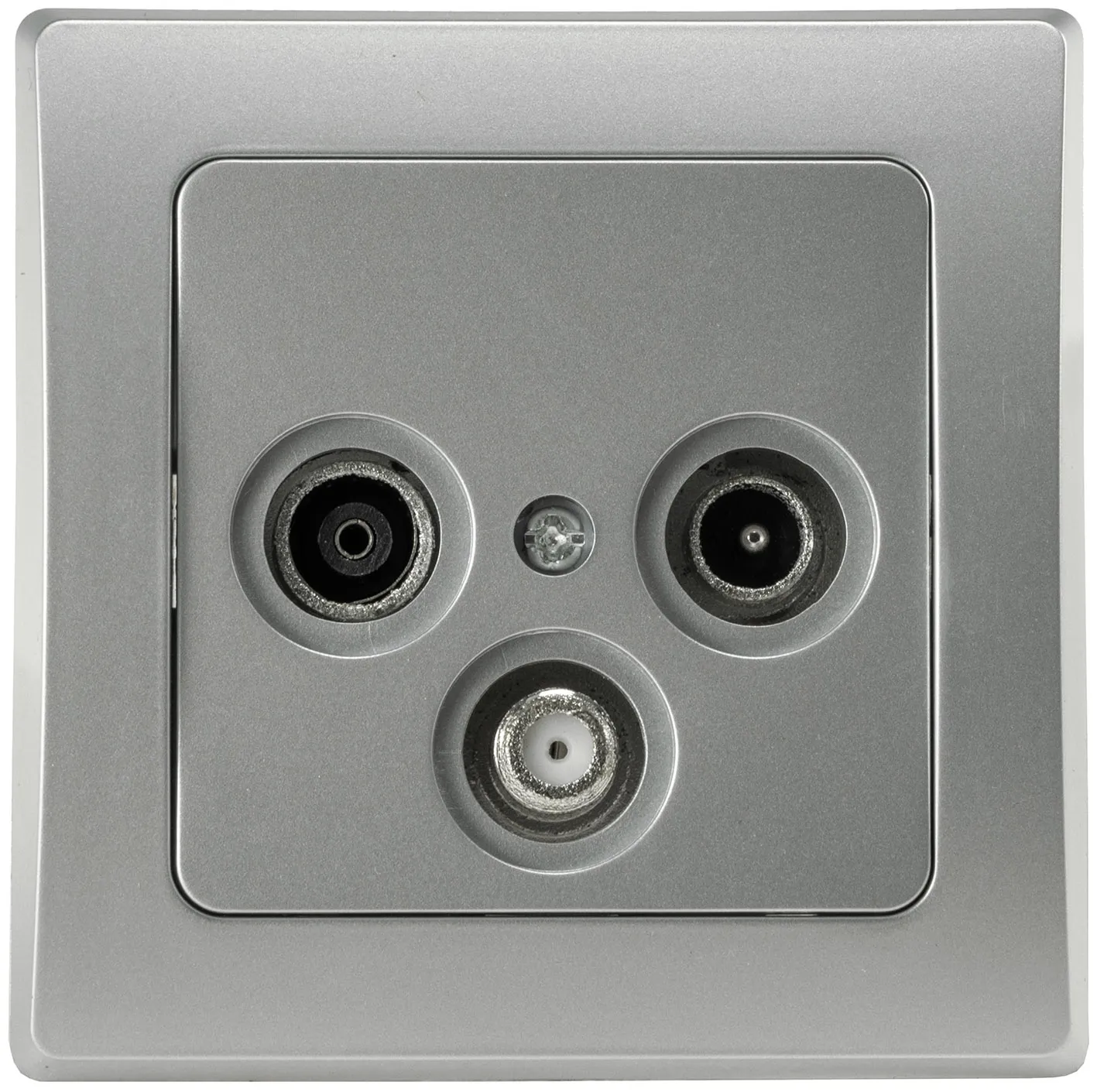 DELPHI Antennendose TV+Radio+Sat inkl. Rahmen, UP, silber DELPHI Antennendose TV+Radio+Sat inkl. Rahmen, UP, silber