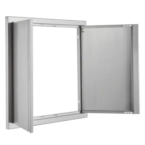 VEVOR Grill-Zugangstür, 660 x 610 mm, Doppelte Außenküchentür, Flächenbündig Montierte Edelstahltür, Vertikale Wandtür mit Versenkbaren Griffen, für Grillinsel, Grillstation, Außenschrank – Bild 10
