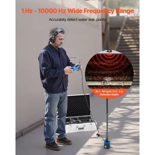 VEVOR Rohr-Wasserleckdetektor mit 4 Sensoren, 1 Hz–10000 Hz, 7-Zoll-Touchscreen, Ortungsgerät für unterirdische Rohrleitungen mit 3 Abhörstäben, Kopfhörer, 8-GB-Karte & Tragetasche VEVOR Rohr-Wasserleckdetektor mit 4 Sensoren, 1 Hz–10000 Hz, 7-Zoll-Touchscreen, Ortungsgerät für unterirdische Rohrleitungen mit 3 Abhörstäben, Kopfhörer, 8-GB-Karte & Tragetasche