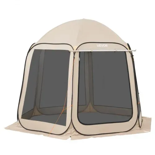VEVOR Campingzelt, 304,8 x 280,4 cm, Pop-up-Zelt mit ausziehbarer Markise, tragbares Partyzelt für 4–8 Personen mit Tragetasche und Seitenwänden, für Terrasse und Outdoor-Aktivitäten, Beige – Bild 9
