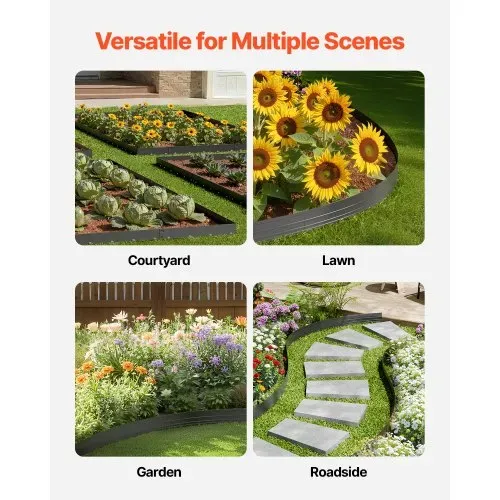 VEVOR Beeteinfassung, 10er-Pack, 1524x43x1,6 mm, Rasenkante aus Aluminiumlegierung, Mähkante, biegbare Beetumrandung, Garteneinfassung, robuste Rasenbegrenzung für Blumenbeete, Hofwege – Bild 5
