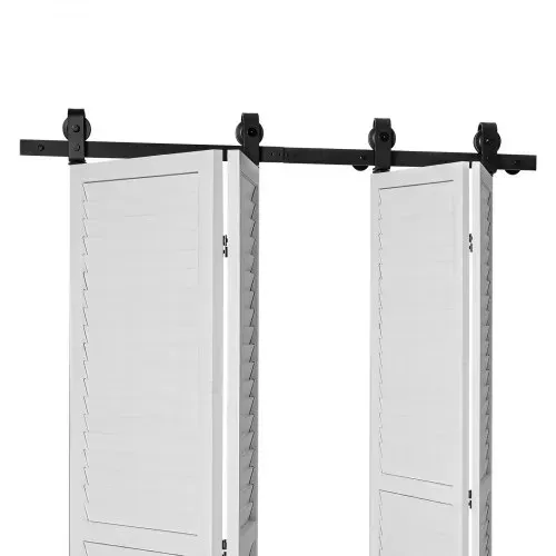 VEVOR Schienensystem für faltbare Schiebetür, 132 cm Laufschiene, Schiebetürbeschlag 150 kg Tragfähigkeit, geeignet für vier 30,5 cm große Schrank- & Wäschetüren (nicht im Lieferumfang enthalten) – Bild 8