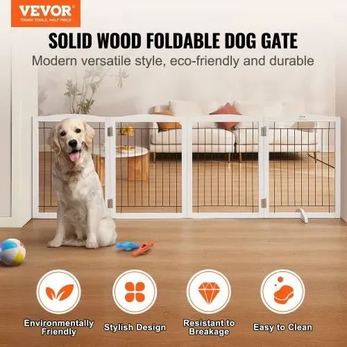 VEVOR Freistehendes Hundetor, Haustiertor, 610 x 813 mm Türschutzgitter 4-Platten-Faltbares Hundetor für Breite & Schmale Durchgänge, Erweiterbare Klappbare Hundebarriere, Weißes Treppenschutzgitter VEVOR Freistehendes Hundetor, Haustiertor, 610 x 813 mm Türschutzgitter 4-Platten-Faltbares Hundetor für Breite & Schmale Durchgänge, Erweiterbare Klappbare Hundebarriere, Weißes Treppenschutzgitter