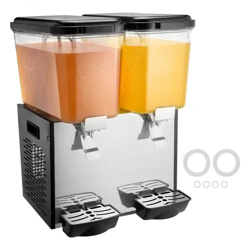VEVOR kommerzieller Getränkespender mit 2 Tanks, Saftspender 18 L (pro Tank), 370 W Edelstahl Eistee-Getränkeautomat mit 7–12 °C Kühltemperatur, für Kaltgetränke Restaurant Bar Party Buffet Catering – Bild 8