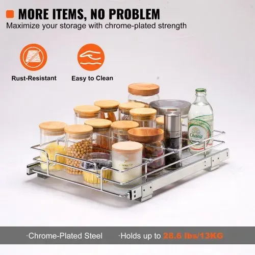 VEVOR ausziehbares Gewürzregal (315x420x85 mm) Spülschrankregal Küchenschrank, Schiebeschublade Waschbecken Gewürzregal Schrank Organizer Unterschrankregal 345x450x185 mm (Einbaumaße) – Bild 3