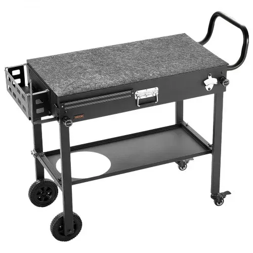 VEVOR Grillwagen Outdoor 787x432 mm (Tischplattengröße), Klappbarer Grilltisch mit Taschentuchhalter & Rädern & magnetischer Werkzeugablage, Grillvorbereitungstisch Servierwagen für Picknick Küche – Bild 10