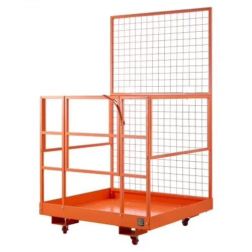 VEVOR Staplerbühne 1225x1148mm, 635kg Belastbarer Arbeitskorb aus Kohlenstoffstahl, Arbeitsbühne mit 155x60mm Einfahrtaschen Verriegelungsstift & Rollen, Gabelstapler-Sicherheitskorb für Höhenarbeiten – Bild 8