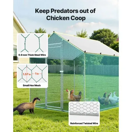 VEVOR Hühnerstall, 2x2x2 m begehbarer Hühnerauslauf mit Abdeckung, Hühnerauslauf mit Turmdach & Sicherheitsschloss, Enten- & Kaninchenkäfig, Geflügelgehege für Hinterhof, Bauernhof, Hof – Bild 3