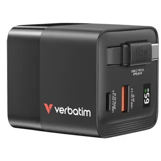 Verbatim GaN Charger 65W Universal Schwarz AC Schnellladung Drinnen Verbatim GaN Charger 65W Universal Schwarz AC Schnellladung Drinnen