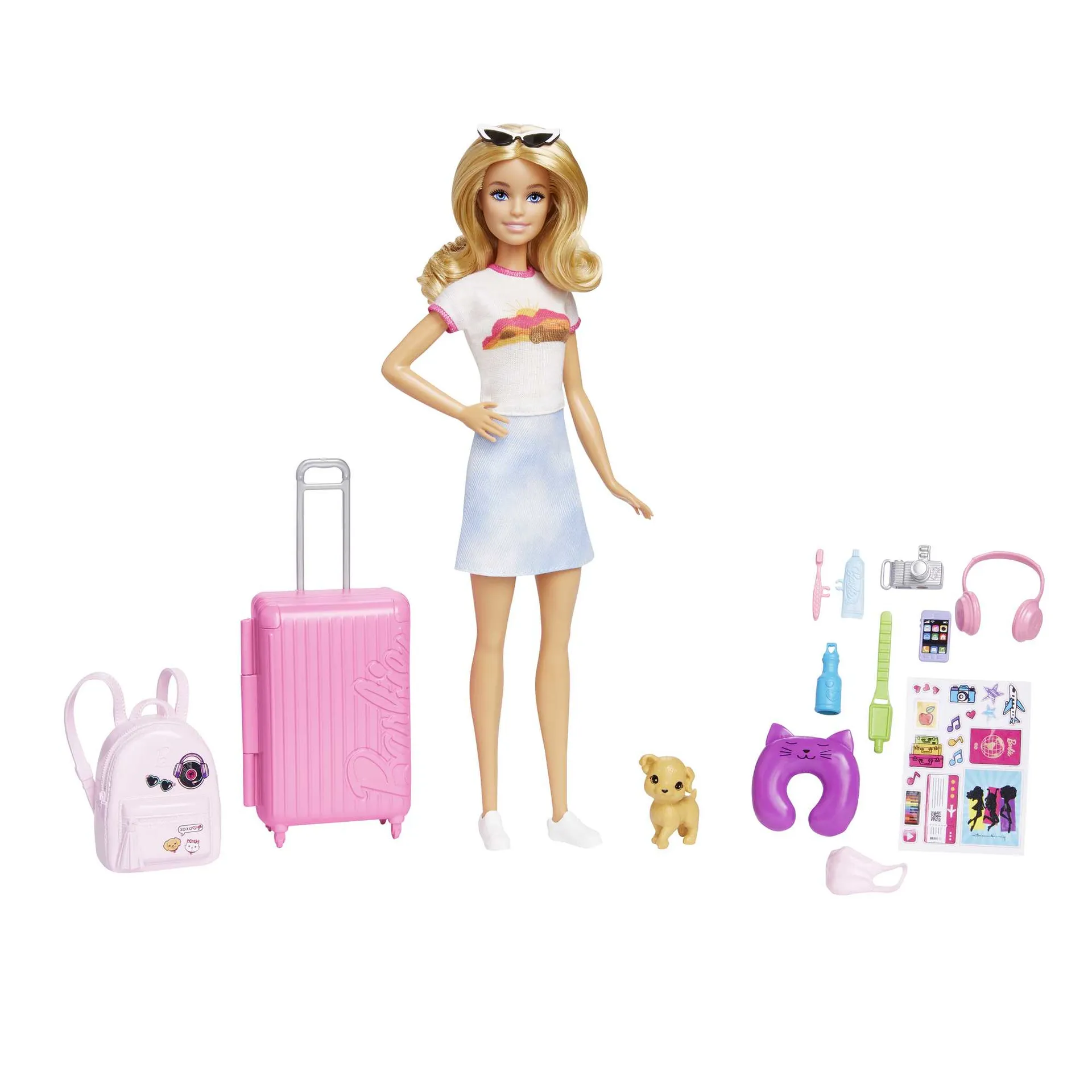 Barbie Dreamhouse Adventures Reise-Puppe (blond), Anziehpuppe mit Hund & Urlaubs-Zubehör Barbie Dreamhouse Adventures Reise-Puppe (blond), Anziehpuppe mit Hund & Urlaubs-Zubehör