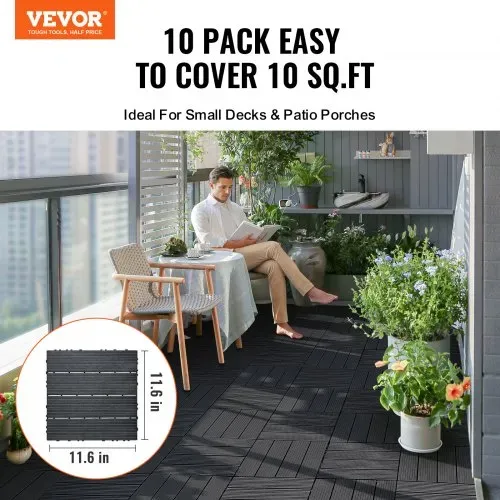VEVOR Terrassenfliesen, 10er-Set, Balkonfliesen 30 x 30 cm, Klickfliesen, wasserdichter Kunststoff-Bodenbelag für den Außenbereich, Terrassenbodenbelag für Veranda, Pool, Balkon, Hinterhof, Dunkelgrau VEVOR Terrassenfliesen, 10er-Set, Balkonfliesen 30 x 30 cm, Klickfliesen, wasserdichter Kunststoff-Bodenbelag für den Außenbereich, Terrassenbodenbelag für Veranda, Pool, Balkon, Hinterhof, Dunkelgrau