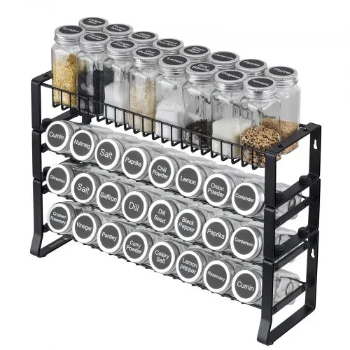VEVOR abnehmbares Gewürzregal 4-stöckiger Gewürzhalter Organizer, stapelbarer Gewürzständer (401 x 116 x 271 mm), Küchenaufbewahrung für Arbeitsplatte, Küchen-Vorratsschrank, Speisekammer Schwarz – Bild 8
