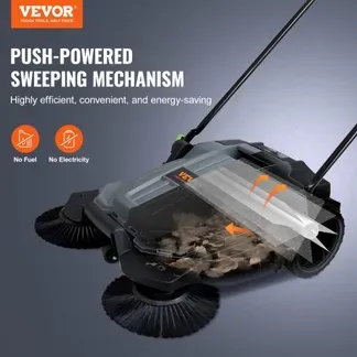 VEVOR Handgeführte Bodenkehrmaschine mit 65 cm Breite und 19 L Abfallbehälter VEVOR Handgeführte Bodenkehrmaschine mit 65 cm Breite und 19 L Abfallbehälter