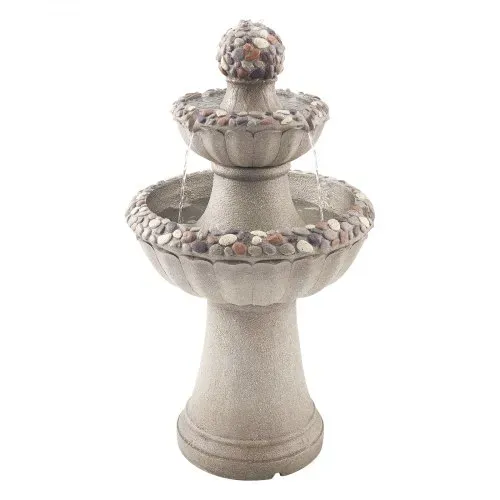 VEVOR Gartenbrunnen für den Außenbereich, 927 mm hoch, moderner 2-stufiger Wasserfall, Springbrunnen aus Fiberglas & Harz, mit Wasserpumpe, für Gärten, Terrassen, Hinterhöfe, Heimdekoration – Bild 10