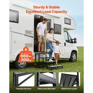 VEVOR Wohnmobiltreppe 4 Stufen Einstiegshilfe 299,38 kg Tragkraft Wohnmobil Trittstufe mit Antirutschmatte Außentreppe für Camper Wohnwagen Mobilheim Pool Spa Standtreppe für Senioren Hunde Schwarz VEVOR Wohnmobiltreppe 4 Stufen Einstiegshilfe 299,38 kg Tragkraft Wohnmobil Trittstufe mit Antirutschmatte Außentreppe für Camper Wohnwagen Mobilheim Pool Spa Standtreppe für Senioren Hunde Schwarz