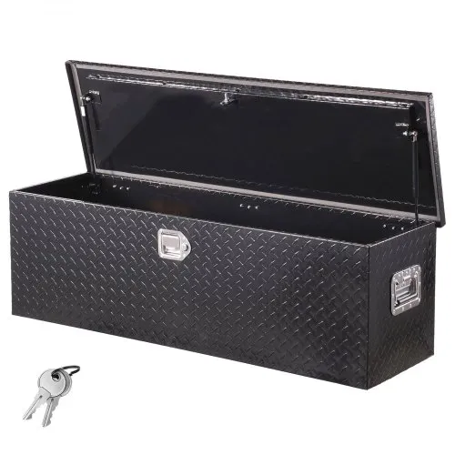 VEVOR Werkzeugkasten aus Aluminium für die Ladefläche mit seitlichem Griff und Schlossschlüsseln, Aufbewahrungs-Werkzeugkiste für Anhänger Pickup Wohnmobil (762 x 330,2 x 243,84 mm) Schwarz VEVOR Werkzeugkasten aus Aluminium für die Ladefläche mit seitlichem Griff und Schlossschlüsseln, Aufbewahrungs-Werkzeugkiste für Anhänger Pickup Wohnmobil (762 x 330,2 x 243,84 mm) Schwarz