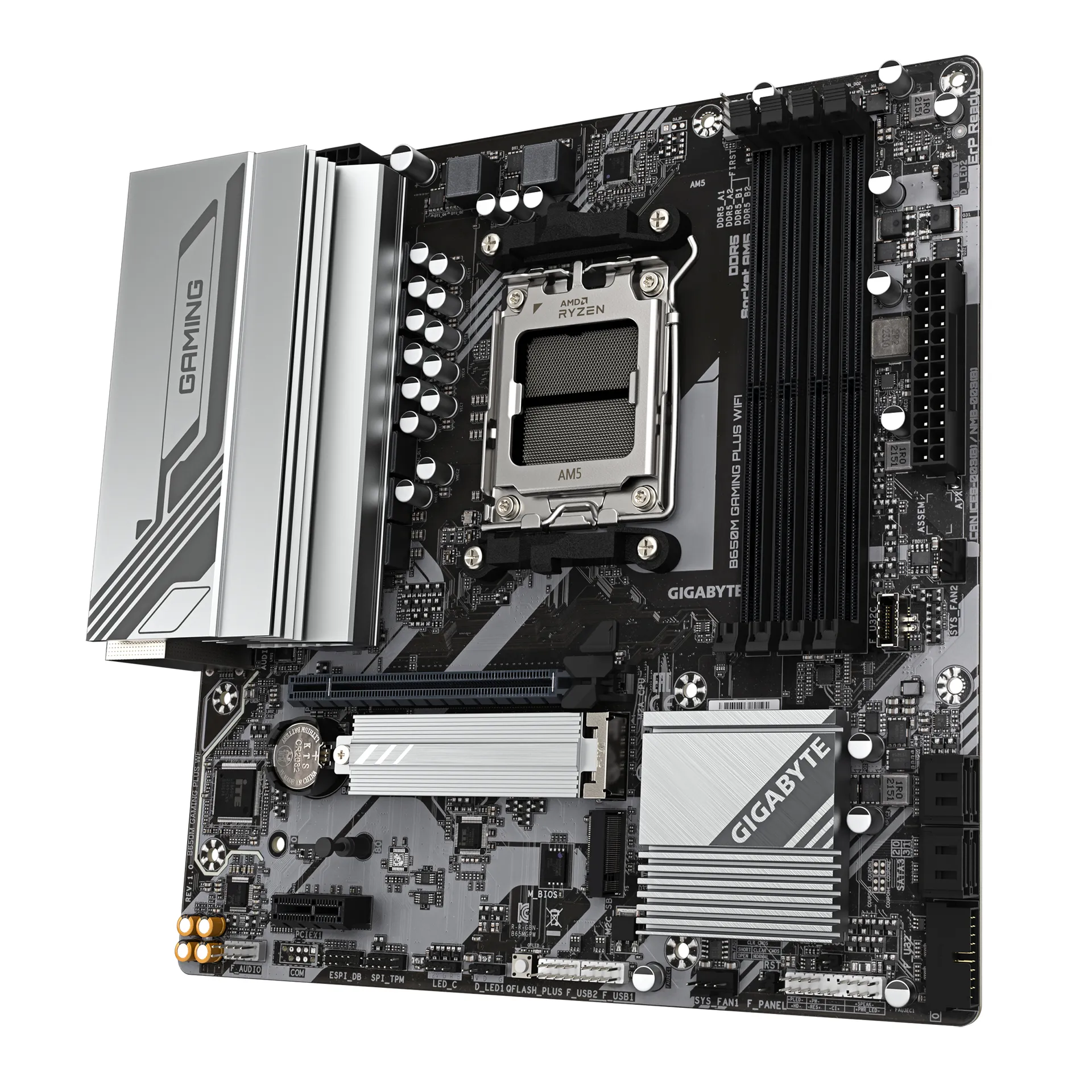 GIGABYTE B650M GAMING PLUS WIFI Mainboard – AMD Ryzen 9000 CPUs, 5+2+2 Phasen VRM, bis zu 8000 MHz DDR5, 2xPCIe 4.0 M.2, 2.5GbE LAN, WIFI 6E, USB 3.2 Gen 1 – Bild 4