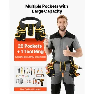 VEVOR Werkzeuggürtel, magnetischer Handwerkergürtel mit 28 Taschen, Werkzeuggürteltasche, Werkzeughalter für Elektriker, Schreiner & Bauarbeiter, Schürzenorganizer, verstellbar von 787-1219 mm VEVOR Werkzeuggürtel, magnetischer Handwerkergürtel mit 28 Taschen, Werkzeuggürteltasche, Werkzeughalter für Elektriker, Schreiner & Bauarbeiter, Schürzenorganizer, verstellbar von 787-1219 mm