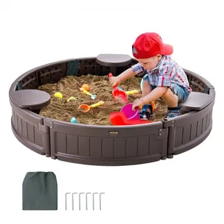 VEVOR Sandkasten mit Abdeckung, runder Sandkasten, HDPE-Sandgrube mit 3 Ecksitzen & Bodenauskleidung, Kindersandkasten für Garten, Strand, für Jungen & Mädchen im Alter von 3–12 Jahren, braun VEVOR Sandkasten mit Abdeckung, runder Sandkasten, HDPE-Sandgrube mit 3 Ecksitzen & Bodenauskleidung, Kindersandkasten für Garten, Strand, für Jungen & Mädchen im Alter von 3–12 Jahren, braun