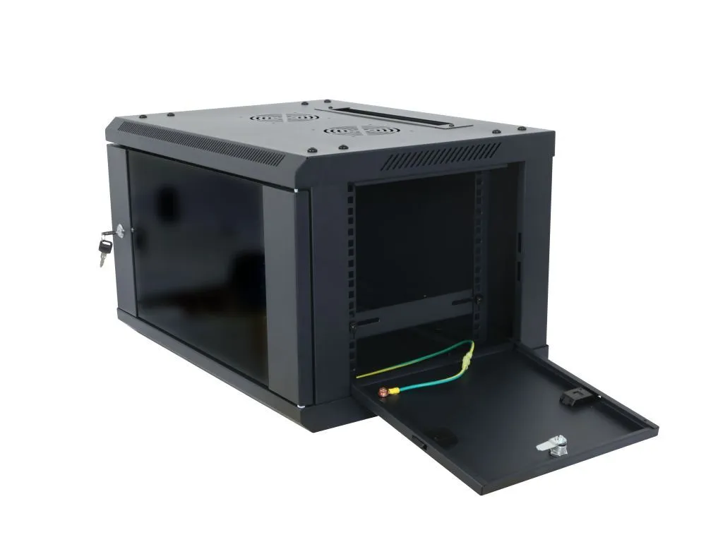 ALLNET 19"Wandgehäuse, 12HE, 1-teilig, T450mm, Schwarz, zerlegt(Flat Pack), SMA-Serie, – Bild 6