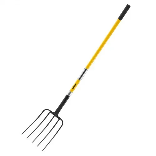 VEVOR Dunggabel 1450 mm, 5-Zinken-Heugabel mit Fiberglasstiel, Mistgabel, Mistforke, Gartenforke, Spatengabel aus geschmiedetem Stahl für Heu, Kartoffelkompostierung, Umpflanzen und Belüftung – Bild 8