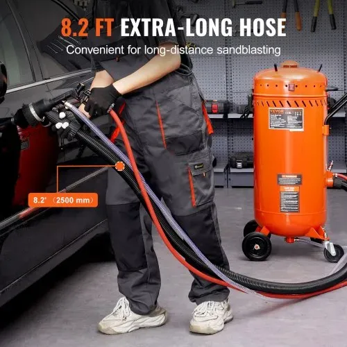 VEVOR 28 Gallonen Vakuum-Sandstrahler, staubfreier Sandstrahler mit eingebautem 1200 W Vakuumsystem zur Staubkontrolle und Strahlmittelrückführung, 60-110 PSI Hochleistungs-Strahlgerät – Bild 5