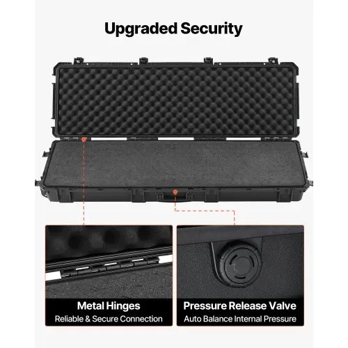 VEVOR Waffenkoffer mit Hartschale für Langwaffen, abschließbarer Gewehrkoffer mit abnehmbarem XPE-Schaum, Langwaffenkoffer Waffenaufbewahrung rollbar IP67 wasserfest, 134,1 x 42,5 x 18 cm Schwarz – Bild 5