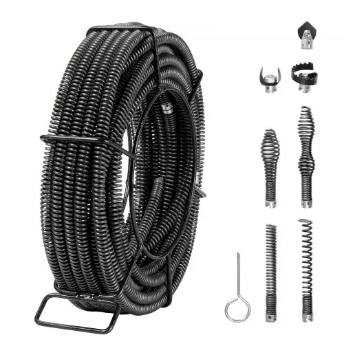 VEVOR Rohrreinigungsspirale 20 m x 16 mm, professionelles Rohrreinigungskabel mit 7 Schneidern für Rohre von 20 bis 100 mm, Hohlkern-Kanalisationsspirale für Spüle, Bodenablauf, Toilette VEVOR Rohrreinigungsspirale 20 m x 16 mm, professionelles Rohrreinigungskabel mit 7 Schneidern für Rohre von 20 bis 100 mm, Hohlkern-Kanalisationsspirale für Spüle, Bodenablauf, Toilette