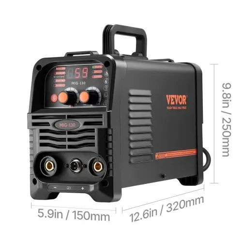 VEVOR MIG-Schweißgerät, 130 A synergetische MIG-Schweißmaschine, 3-in-1-Flusskern-MIG/MMA/Lift-TIG-Mehrprozess-Schweißer, Welder mit IGBT-Wechselrichtertechnologie und digitalem Anzeigebildschirm – Bild 8