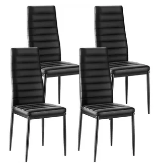 VEVOR moderner Esszimmerstuhl (4 Stk.) eleganter gepolsterter Leder-Beistellstuhl (136 kg belastbar) für Esstische, platzsparender Küchentischstuhl mit dicken Kissen & Metallbeinen, Schwarz Café VEVOR moderner Esszimmerstuhl (4 Stk.) eleganter gepolsterter Leder-Beistellstuhl (136 kg belastbar) für Esstische, platzsparender Küchentischstuhl mit dicken Kissen & Metallbeinen, Schwarz Café