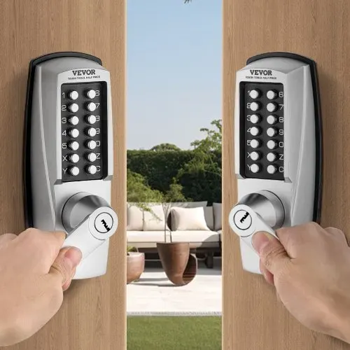 VEVOR mechanisches schlüsselloses Türschloss mit einseitiger Tastatur (14 Tasten), schlüsselloses Türschloss mit Griff & Schlüsseln, eingebautes Codeschloss für Haus Büro Außenzaun Hof Silber – Bild 7