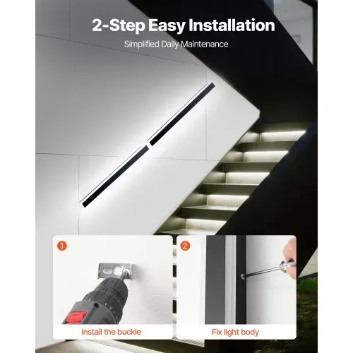 VEVOR Wandleuchten, 2er-Pack, 100 cm lange moderne RGB-Außenwandleuchten, 2700 K-6000 K, IP65 wasserdicht, rostfrei, dimmbar, Wand Licht für Haus, Veranda, Garage, Garten, Terrasse – Bild 4