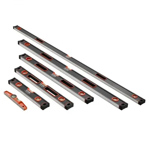 VEVOR Wasserwaagen 6er-Set, 200/120/80/60/40/25cm, Messwerkzeug mit Libellen für 45/90/180 Grad, magnetisches Box-Wasserwaagen-Werkzeug aus Aluminiumlegierung, stoßfest, SAE- & metrische Skala – Bild 8