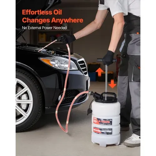 VEVOR Flüssigkeitsabsauger, 9,5 L Fassungsvermögen, Manuelle Ölabsaugpumpe mit Schlauch & Verlängerungsschläuchen, Öltransfersystem mit HDPE-Tank, Pumpenwerkzeug für Autos, Rasenmäher, Boote – Bild 2